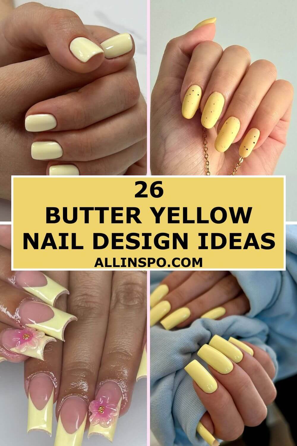 26 butter yellow nail design ideas