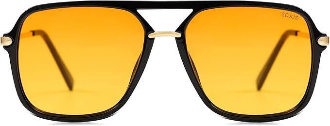 SOJOS Retro Square Aviator Sunglasses – Unisex Polarized 90s Shades