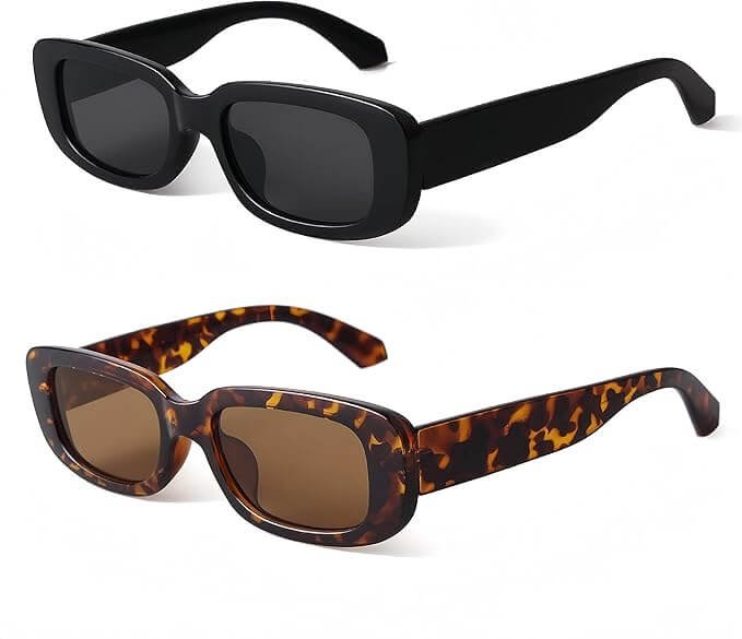 BUTABY 90s Rectangle Sunglasses – Retro Narrow Frame for Women, UV400 Protection