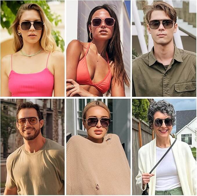 SOJOS Retro Square Aviator Sunglasses – Unisex Polarized 90s Shades