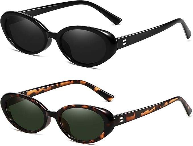 Vintage Oval Sunglasses – 90s Small Retro Shades for Women & Men, Unisex Design