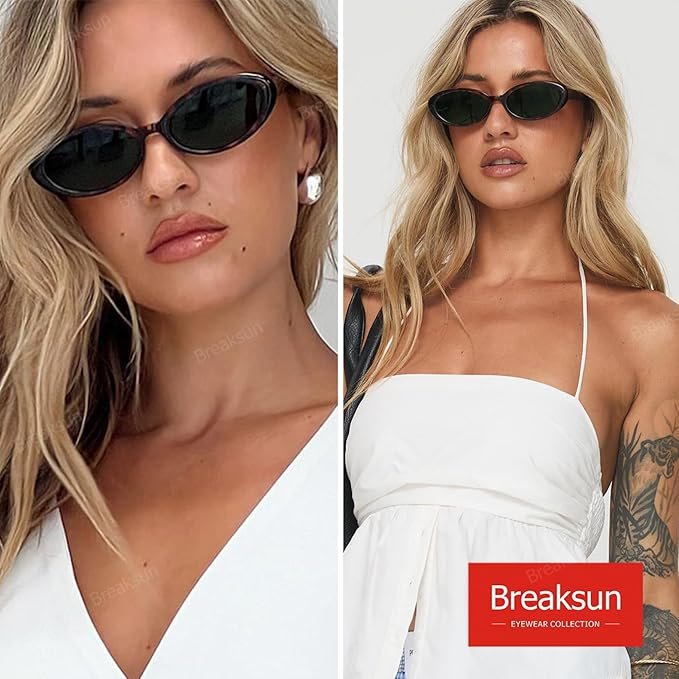 Vintage Oval Sunglasses – 90s Small Retro Shades for Women & Men, Unisex Design