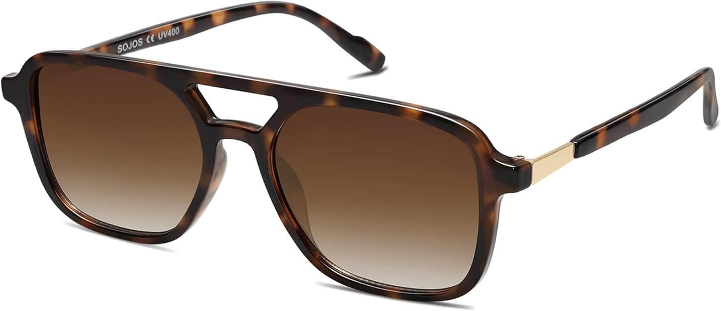 SOJOS Retro Aviator Sunglasses – Trendy Unisex Rectangle Shades, SJ2202