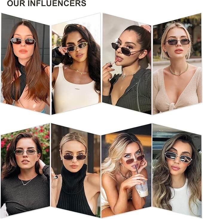 SOJOS Y2K Rectangle Sunglasses – Skinny 80s/90s Style for Women & Men, SJ1187