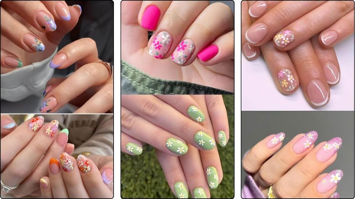 best floral nail stickers close up