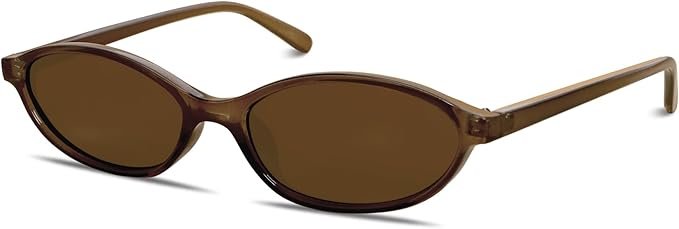 90s Oval Cat Eye Sunglasses – Retro Narrow Lightweight Sunnies for Women, UV Protection
